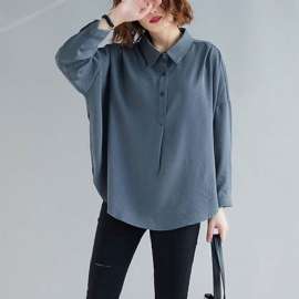 Casual Shirt Voor Dames Met Effen Knopen