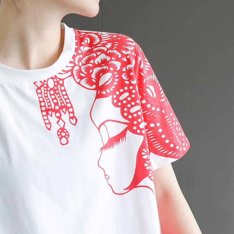 Casual T-shirt Met Korte Mouwen Van Katoen Met Print