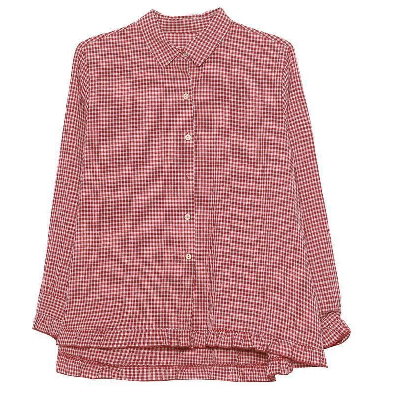 Dames Lente Plaid Turn-down Kraag Losse Shirt