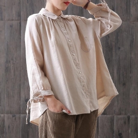 Effen Hoog Laag Verzamelde Riem Mouw Losse Casual Blouse