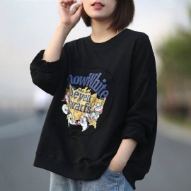 Gedrukt Cartoon Casual Sweatshirt Met Lange Mouwen