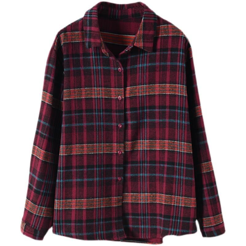 Lente Herfst Casual Retro Revers Plaid Shirt