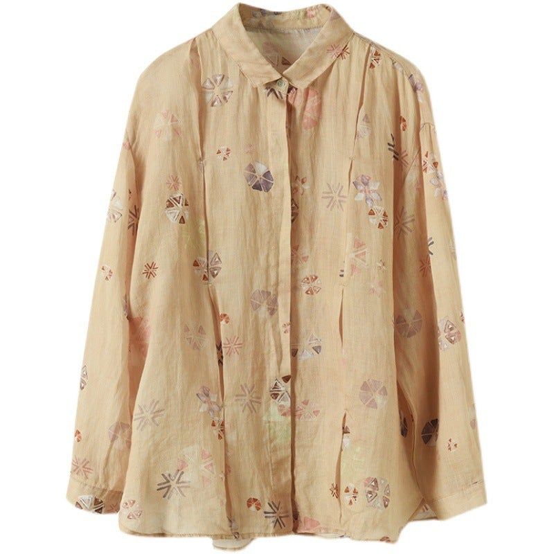 Lente Losse Casual Retro Linnen Bloemen Blouse