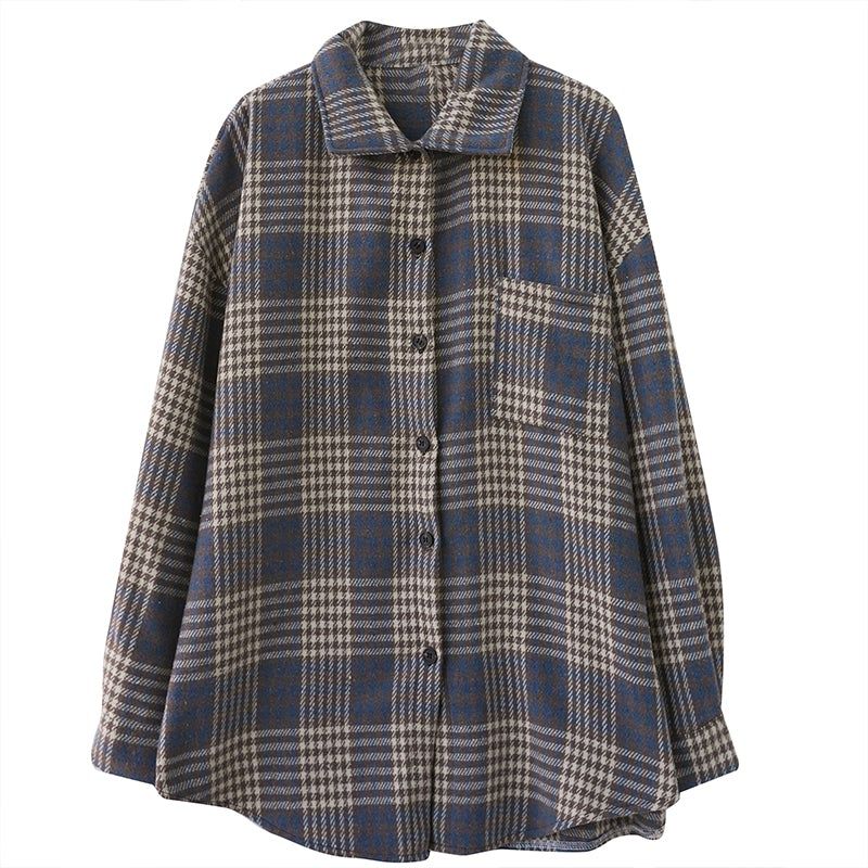 Lente Retro Casual Shirt Met Lange Mouwen Losse Plaid