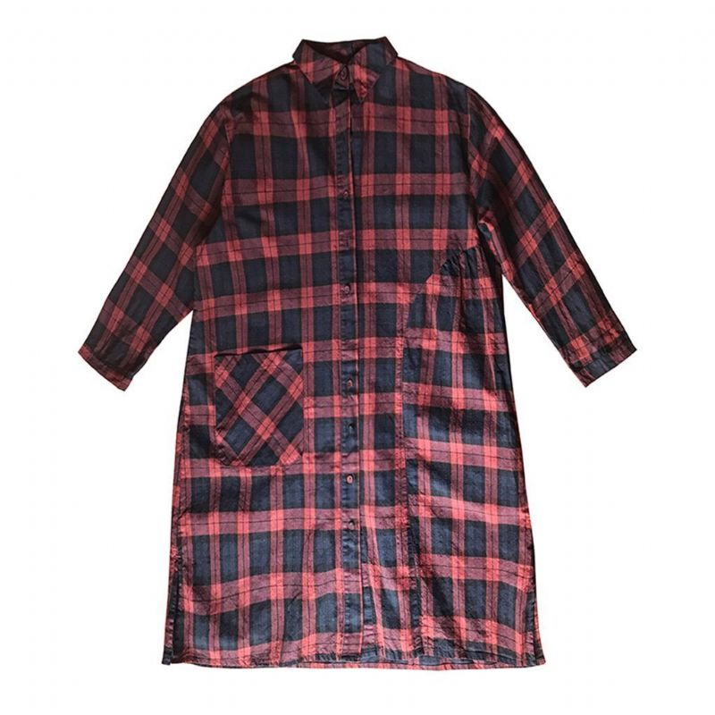 Linnen Dames Plaid Shirt