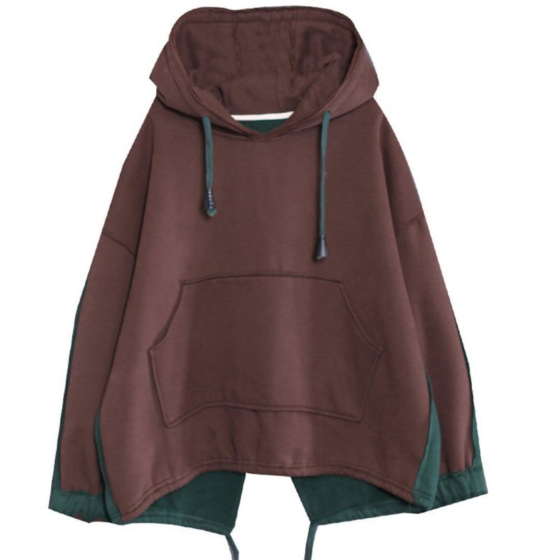 Losse Casual Colorblock Split Hooded Sweatshirt