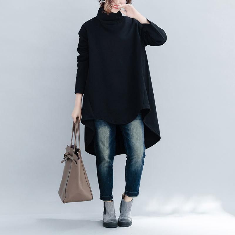 Oversized Onregelmatige Blouse Met Hoge Hals