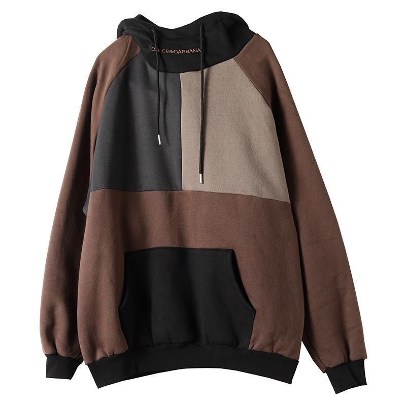 Retro Losse Hooded Herfst Winter Stiksels Casual Sweatshirt