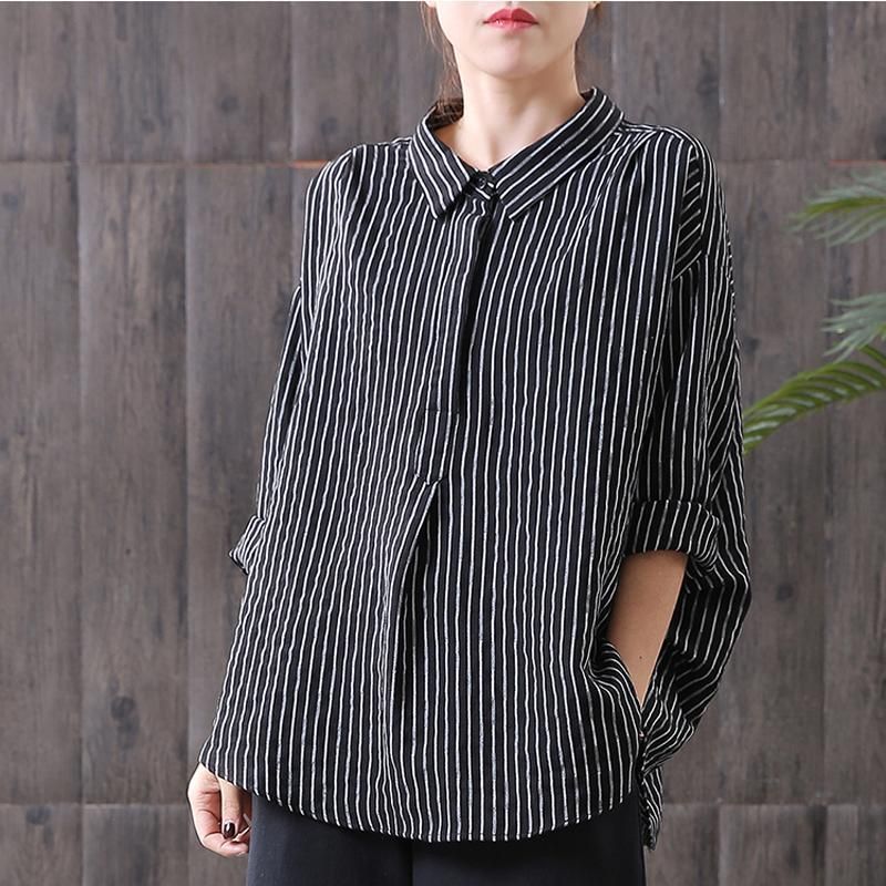 Strepen Rugriem Hoog Laag Losse Casual Blouse