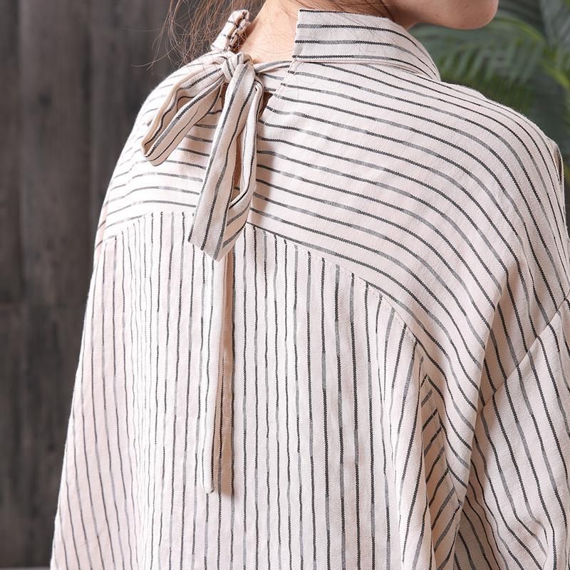 Strepen Rugriem Hoog Laag Losse Casual Blouse