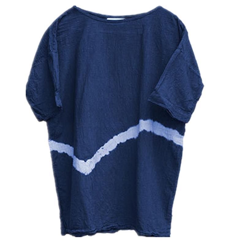 Vrouwen Casual Losse Katoenen Linnen Tie Dye Blouse