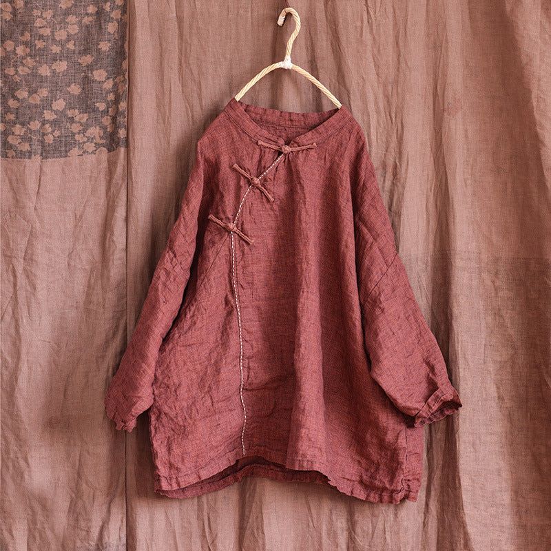 Vrouwen Lente Herfst Linnen Vintage Trui Blouse