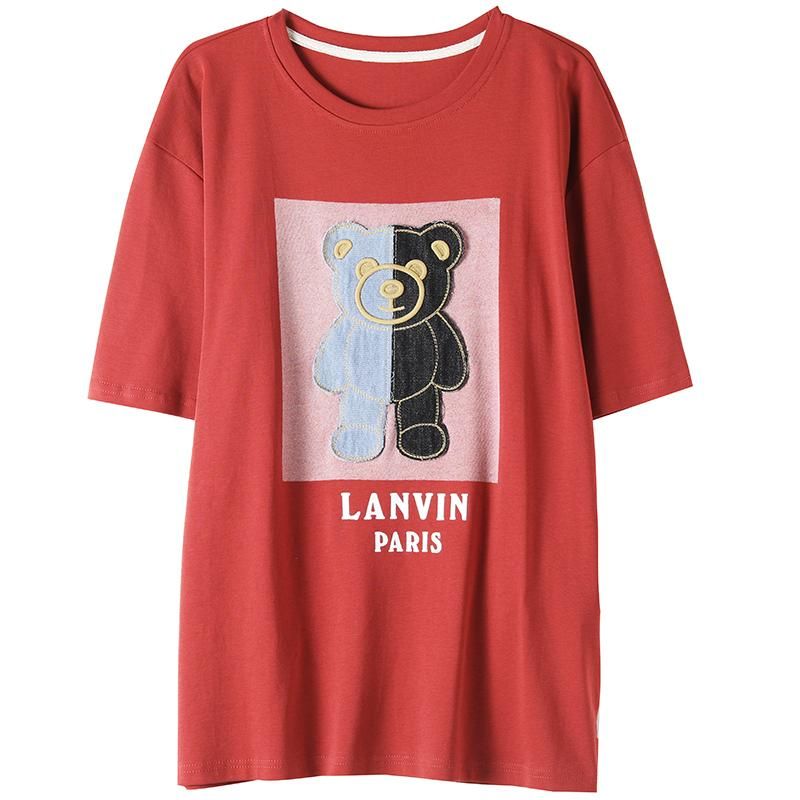 Vrouwen Zomer Cartoon Beer Katoenen T-shirt