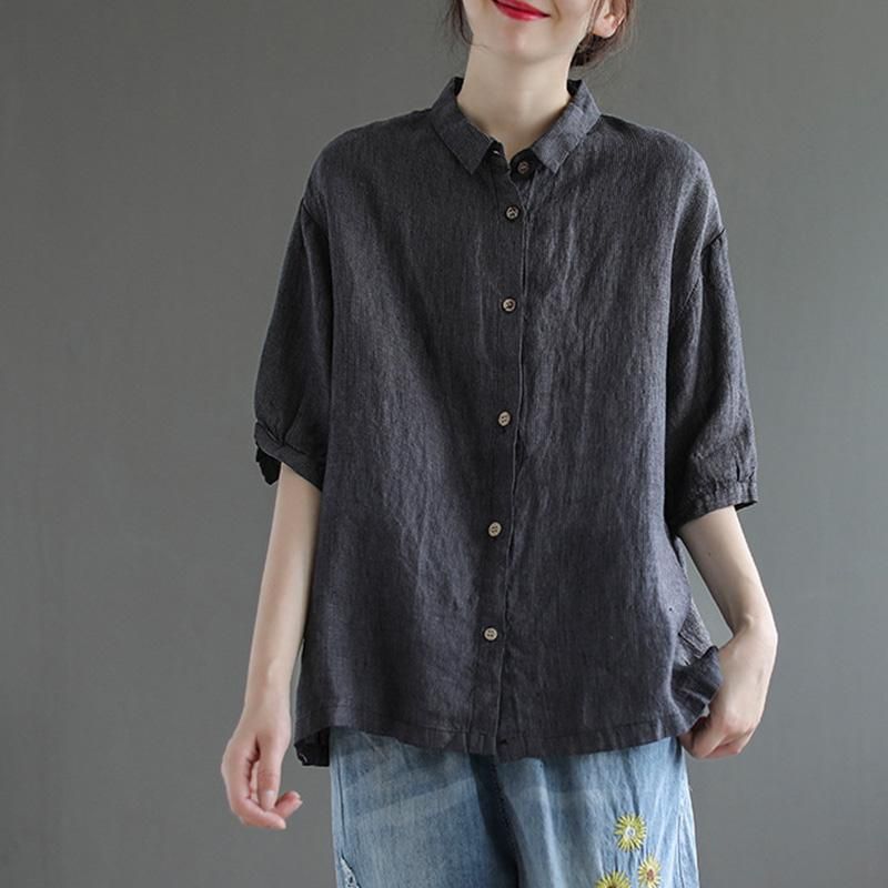 Zomer Literaty Retro Casual Los Shirt