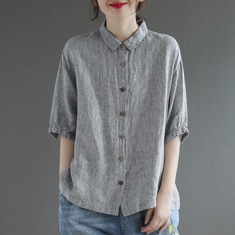 Zomer Literaty Retro Casual Los Shirt