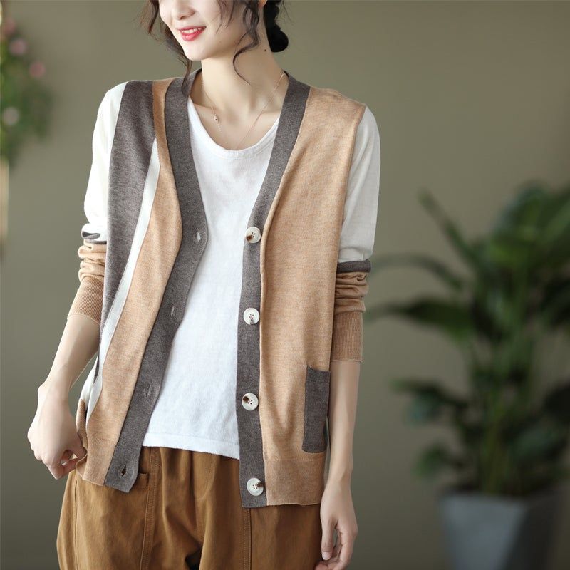 Dames Lente Retro Casual Katoenen Gebreid Vest