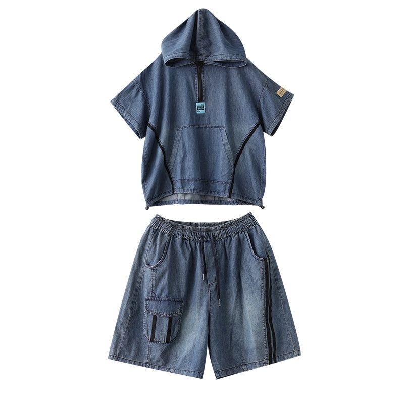 Zomer Dames Retro Patchwork Denim Set