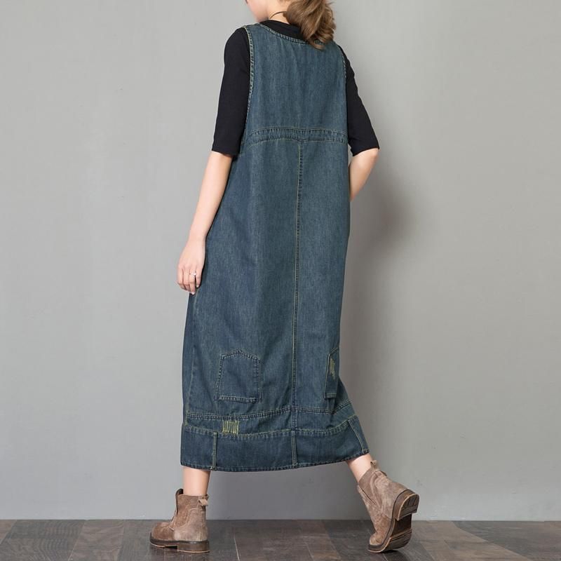 Denim Retro Jurk Met Losse Bandjes