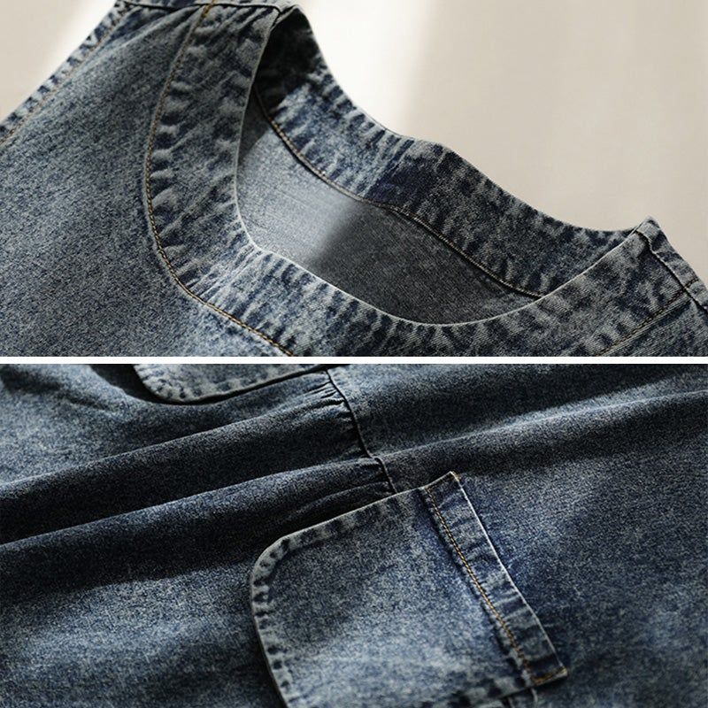 Lente Losse Casual Mouwloze Denim Jurk