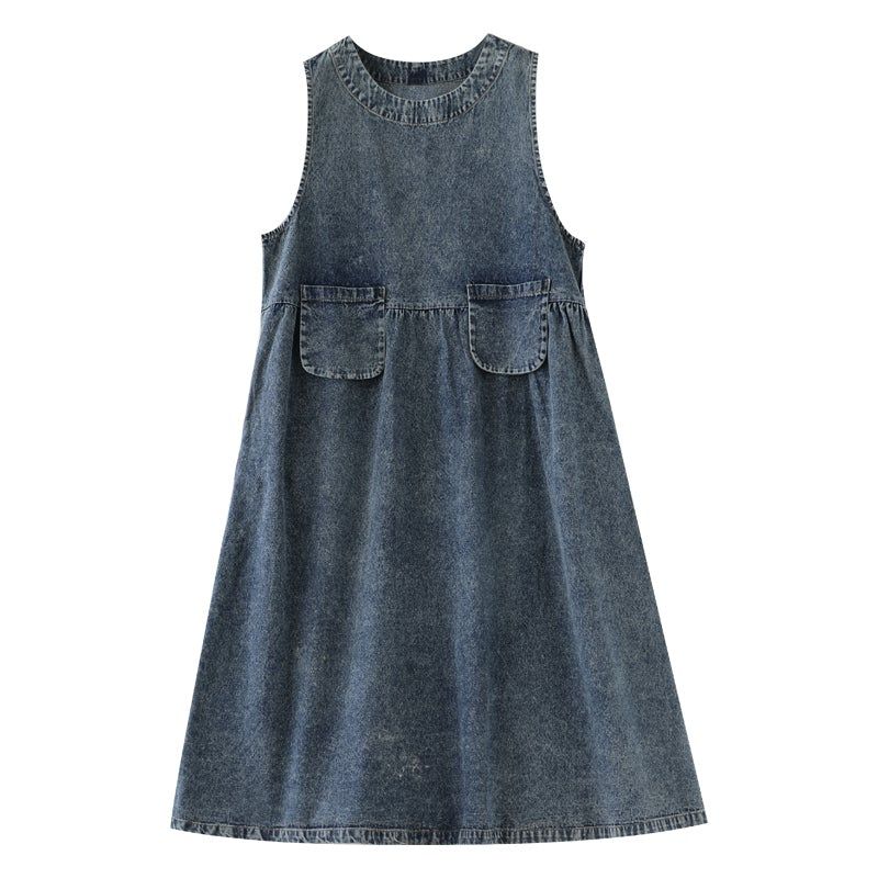 Lente Losse Casual Mouwloze Denim Jurk