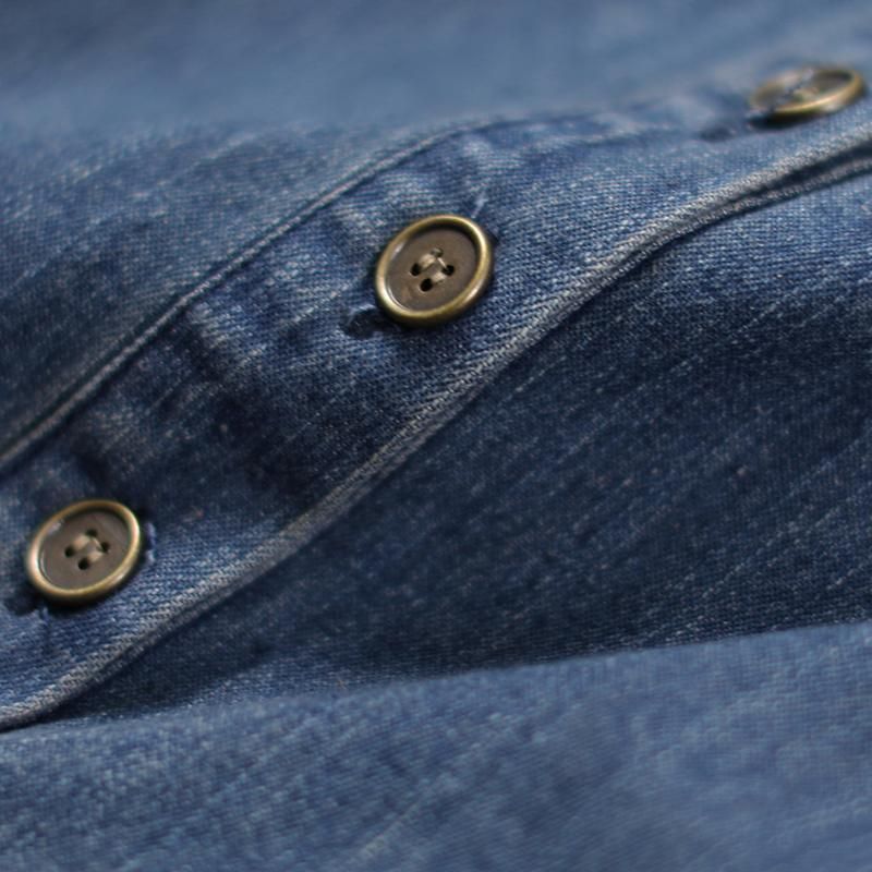 Retro Denim Gewassen Halflange Jurk