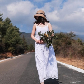 Vrouwen Lente Nieuwe Lange Casual Mouwloze Jurk