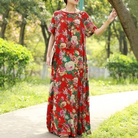 Vrouwen Zomer Bloemen Jurk Met Korte Mouwen