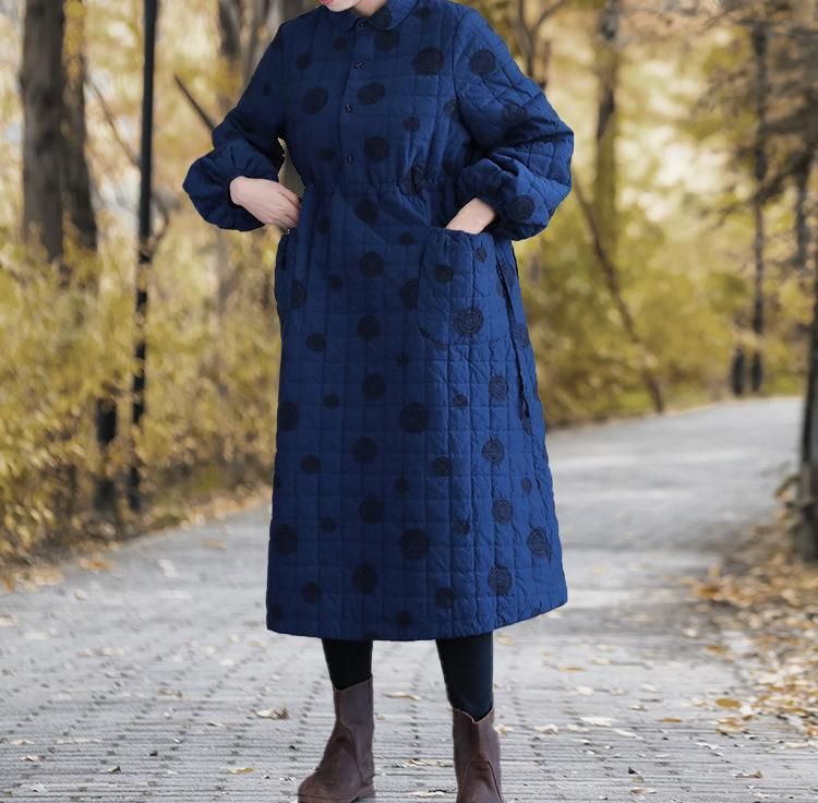 Winter Retro Dots Katoenen Gewatteerde Losse Jurk