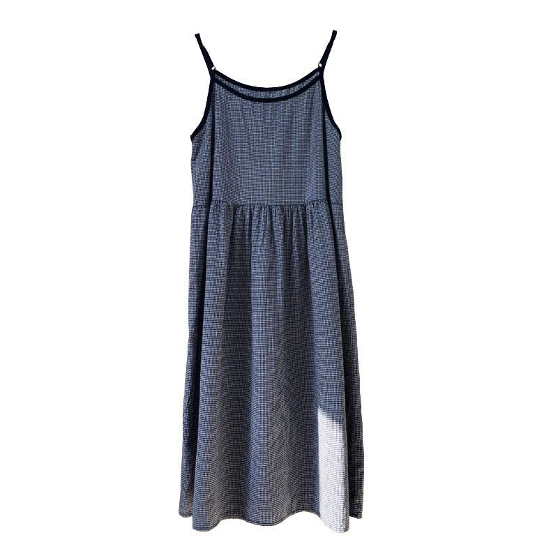 Zomer Retro Mouwloze Katoenen Geruite Slipdress